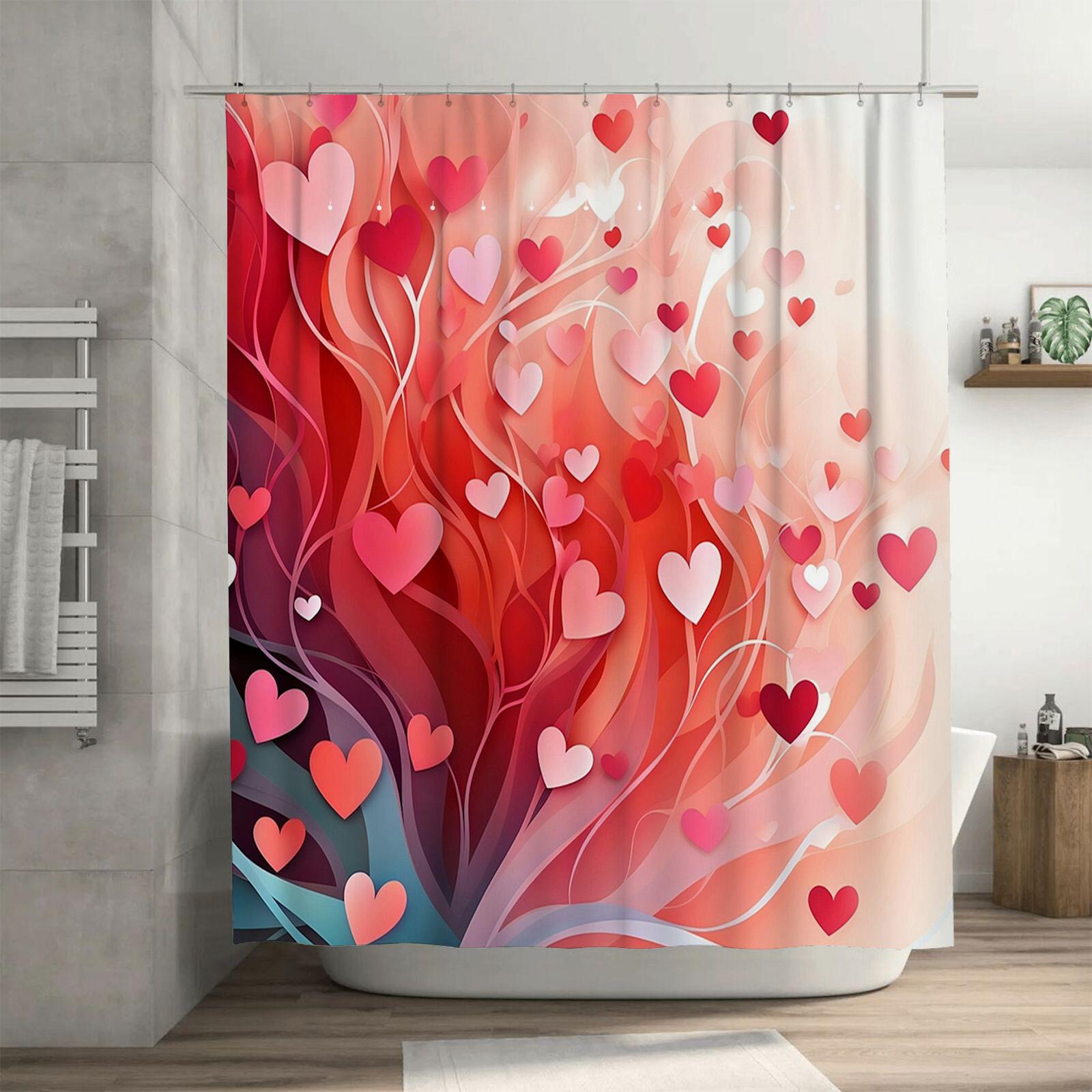 

Romantic Heart Tree Shower Curtain - Waterproof, Mildew-Resistant, Machine Washable for Valentine s Day Bathroom Decor 90X180cm(35x70in)