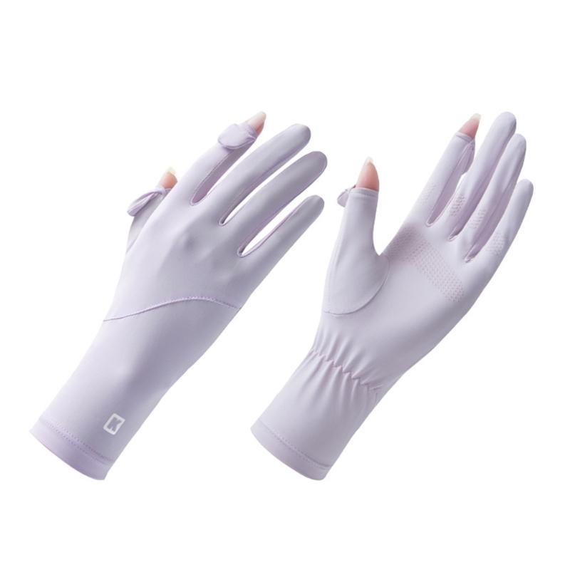 1pair Sun Protecting Touchscreens Gloves Ice Silk Cycling Gloves Outdoor Mittens for Running Hiking фиолетовый