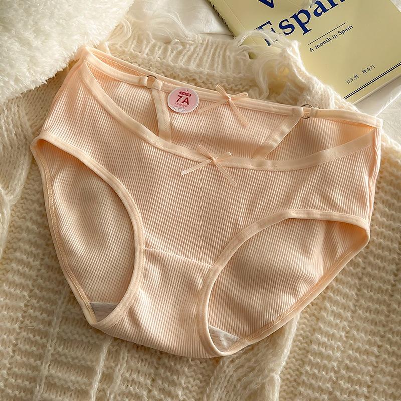 Pure Cotton Fake Two Threaded Panties Antibacterial Mid Waist Pure Desire Seamless Breathable Women's Triangle Panties