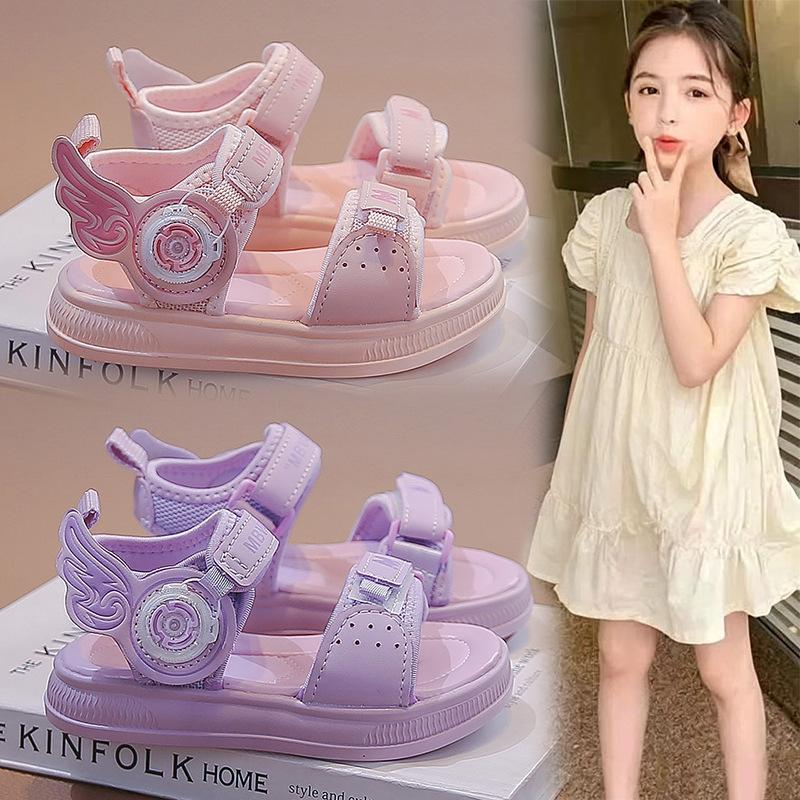 Girls Sandals Summer New Children's Beach Shoes Girls Soft-soled Non-slip Classmates Middle and Older Children Princess Shoes