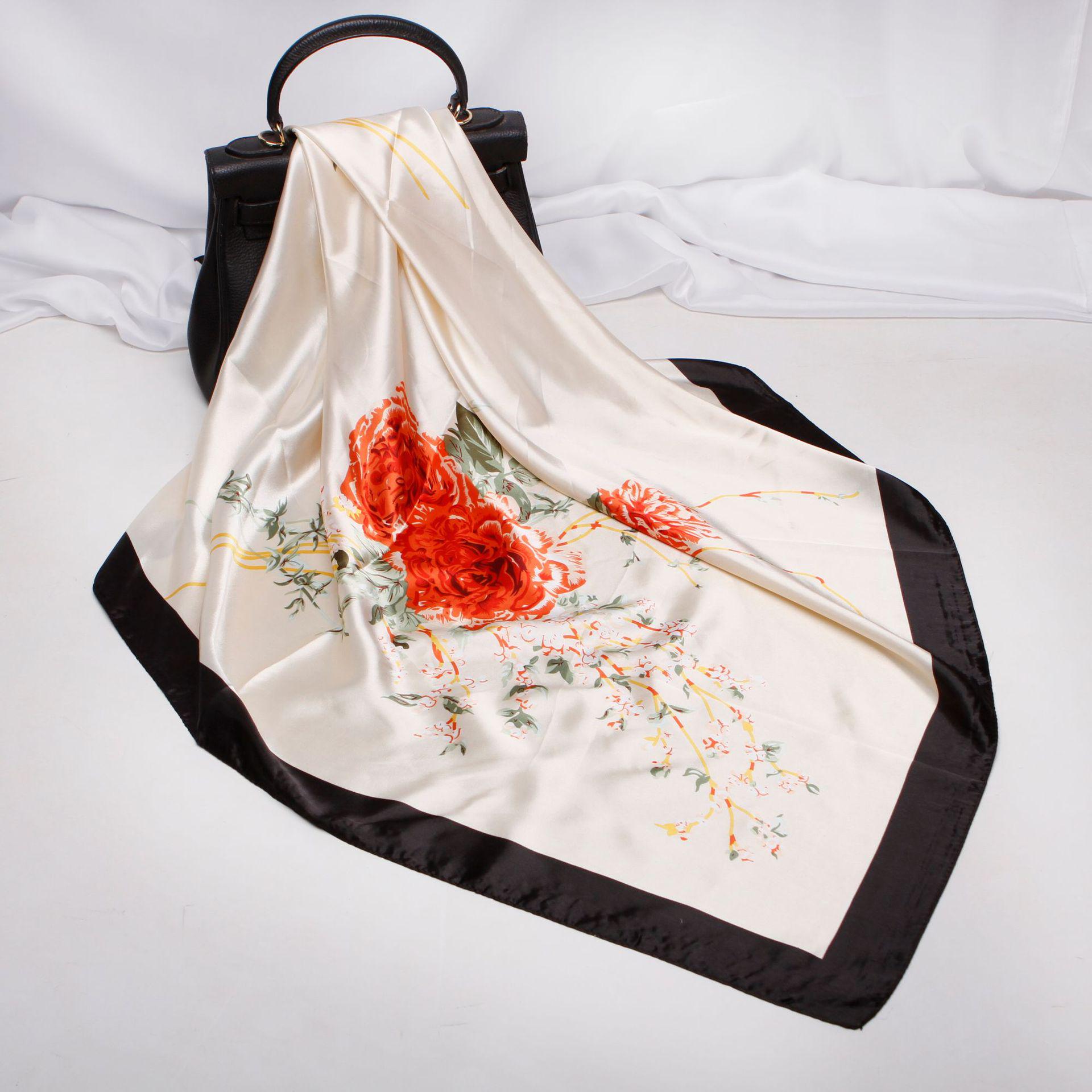 

Высококачественные роскошные шелковые шарфы, повязка на голову, шарфы, шейный шарф для женщин, шелковый шарф с цепочкой, женская декоративная шаль 90*90cm