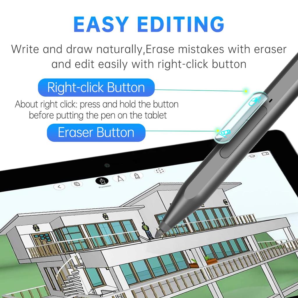 Uogic Stylus Pen for Microsoft Surface Pro 1098X7+6543Surface 3, Surface Go 321, Surface LaptopStudioBook 4321 with Palm Rejection, Smooth Writing