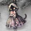 Watercolor Witch Cat Wood Decor Halloween Wooden Hanging Ornament, Decorative Pendant, Retro Black Decoration Cute Holiday Party Favors for