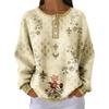 Women's Casual Printed Button Long Sleeve Sweatshirt