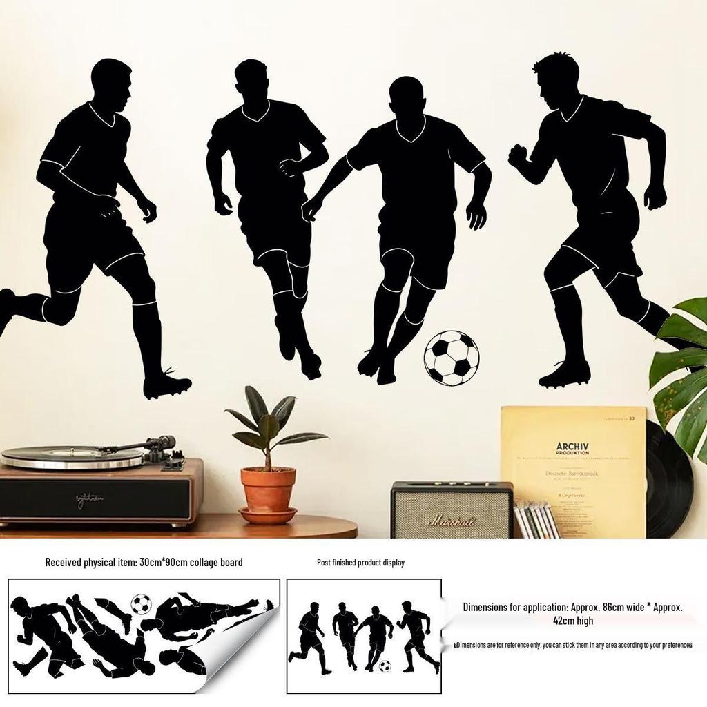 World Cup Football Player Silhouette Electrostatic Window Stickers for Event Decor