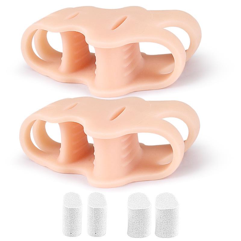 Three-Hole Bunion Corrector Toe Separator Sleeve with Adjustable Foot Clip Pad One Size