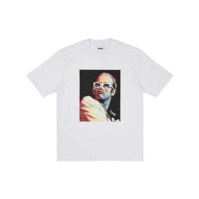 X Elton John Collaboration Portrait Print Crew Neck Short Sleeve T-Shirt Unisex T-Shirt White P21TS292