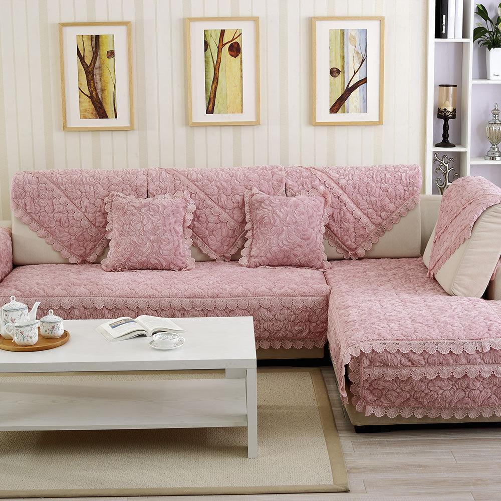 European High-End Thick Flannel Sofa Cushion Cushion Fashion Rose Non-Slip Sofa Cover Sofa Towel Covers