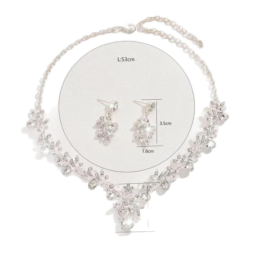Elegant European & American Style Floral Necklace & Earrings Set for Brides – Luxurious Jewelry
