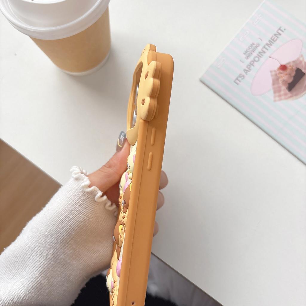 Kawaii Cartone Animato Taiyaki Orso Rilakkuma Custodia in Silicone per Telefono per iPhone 17 16 15 14 13 12 Pro Max 16promax Copertura Morbida 3D