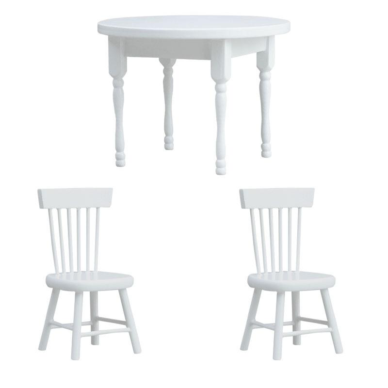 1/3Pcs 1:12 Mini Dollhouse Dining Table Chair Set Wooden Miniature Furniture for Dollhouse Micro Landscape Decor Kids Pretend Play Toy