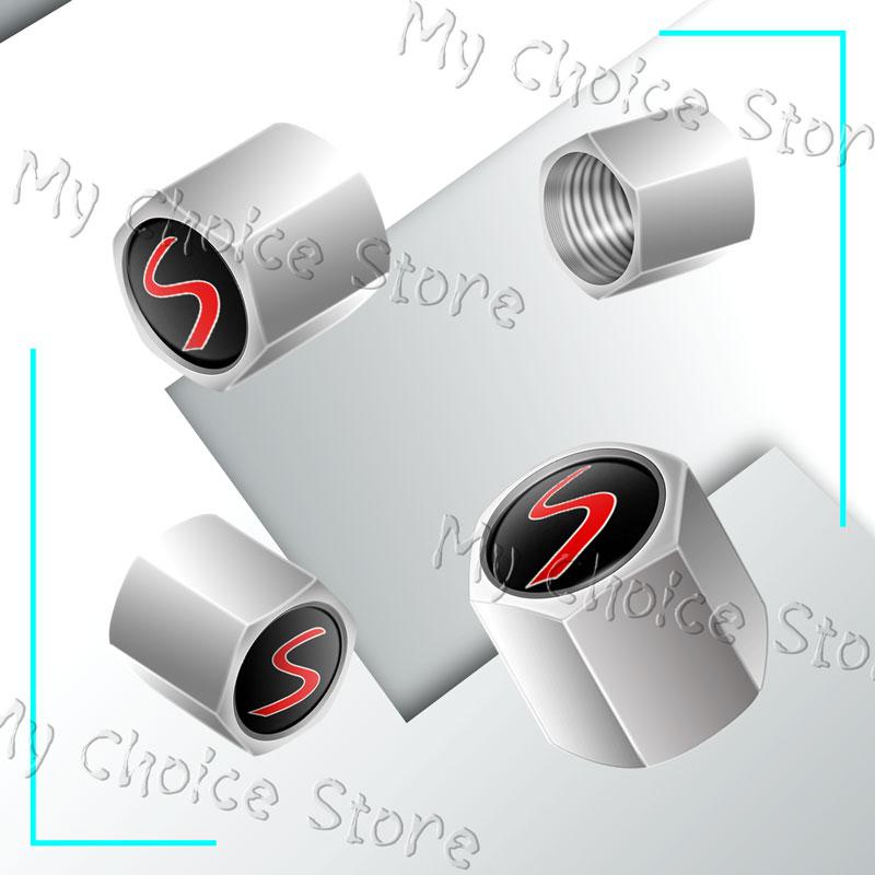 4Pcs/set Metal Alloy S Emblem Car Wheel Tire Valve Stem Caps For Mini Cooper S Logo John Cooper Works R55 R53 R52 F55 F54 F60 Rdxzk11