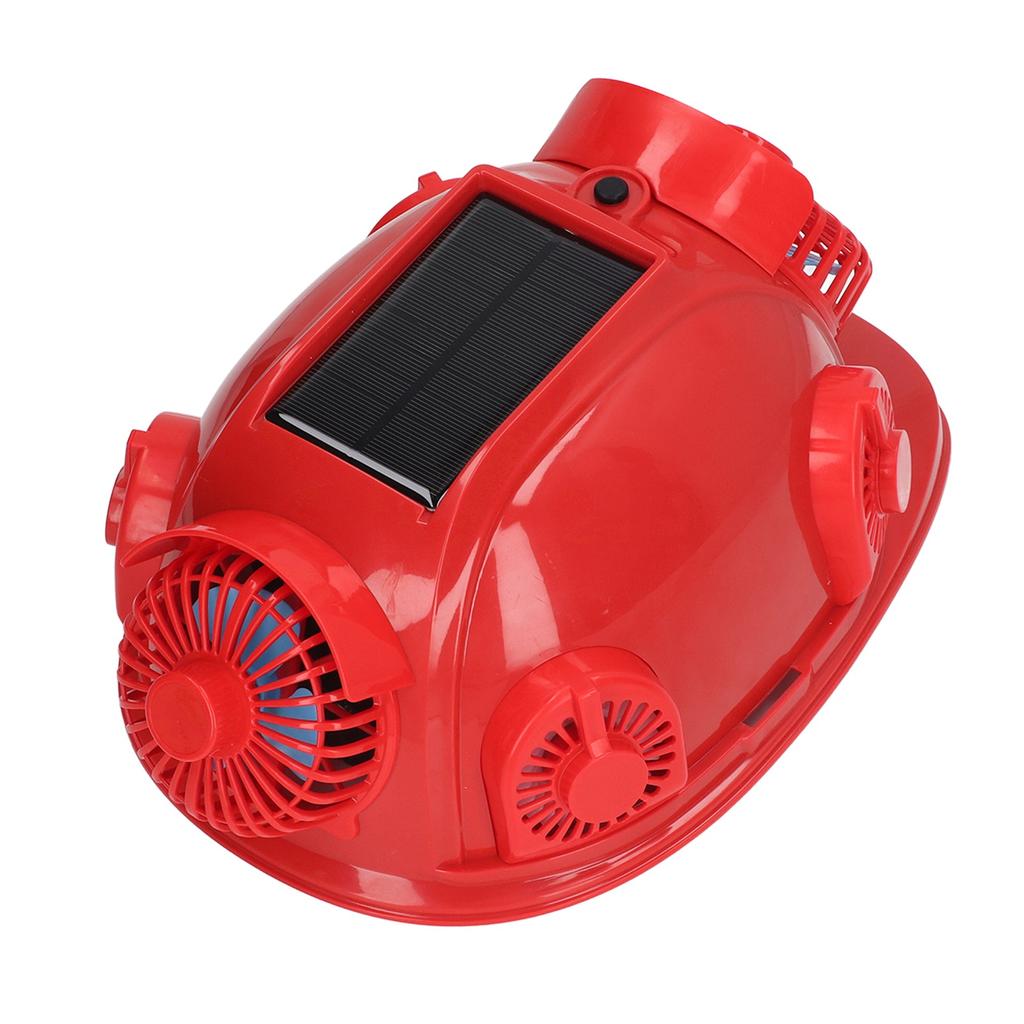 Casco de Seguridad Solar Rojo con 6 Ventiladores Doble Aire Acondicionado Bluetooth Casco de Choque 12000mAh