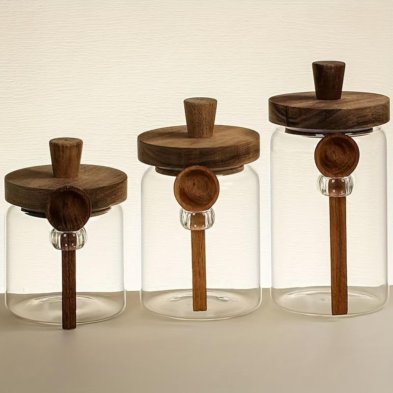 Glass Coffee Bean Storage Jar with Spoon Airtight Seal for Home Use