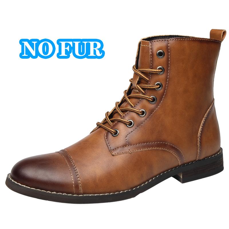 Fashion Designer Men Ankle Boots Men Classic Winter Plush Snow Boots Motorcycle Cowboy Boots Genuine Leather High Top Male Shoes