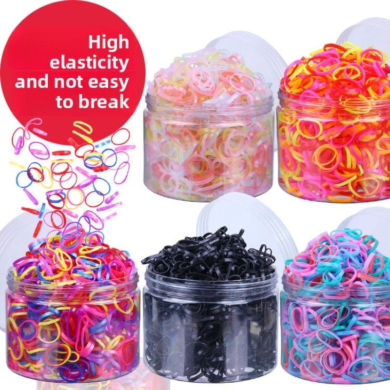 

High-elasticity Bucket Rubber Band Small Loop Disposable Rubber Band Children s Little Girl Hair Tie Black and Colorful Hair Band 10777#
