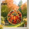 Party Decorations Pumpkin Acrylic Window Hanging Decor, Fall Harvest Wreath Ornament for Decorative Thanksgiving Halloween, Indoor Outdoor Wall Decor