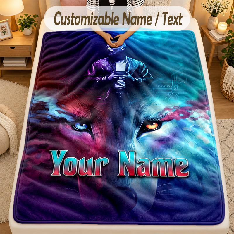 Flannel BlanketKontra K Custom Name Text Personalized Soft Warm Throw Blanket Home Decor Gift