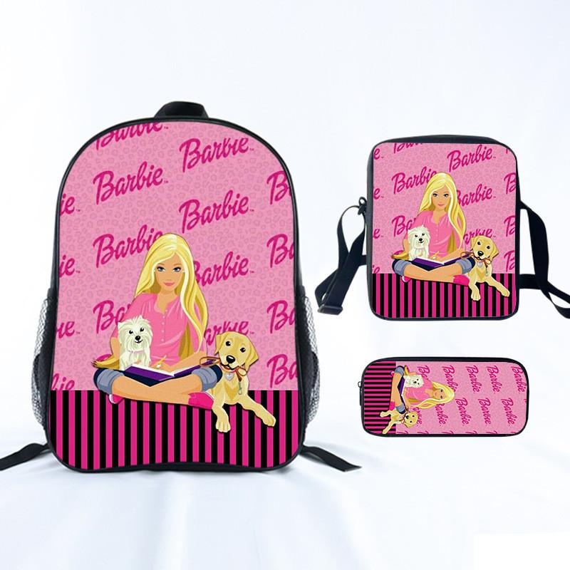 Barbie Princess School Bag Threepiece Set With Oxford Fabric For Girls Student Use