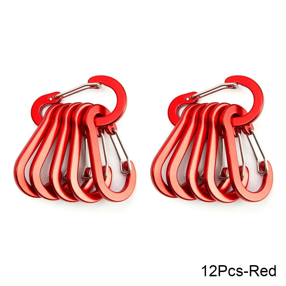 6 Pieces 12 Pieces Outside Camping Multi-tool Carabiner Steel Small Carabiner Clip Fishing Accessories High Quality Practical Daily Use