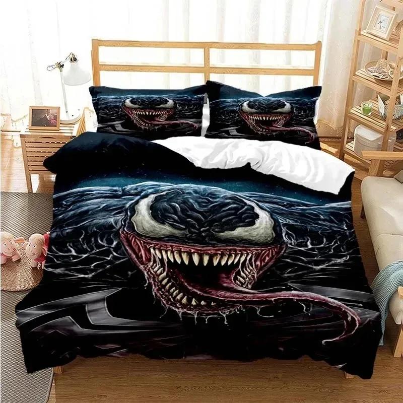 Venoms Beding Set Soft Duvet Cover Bed Linen Set Comfortable Quilt Cover Pilowcase Warm Comforter King Quen Sized Dimensions Young Boys Adult People