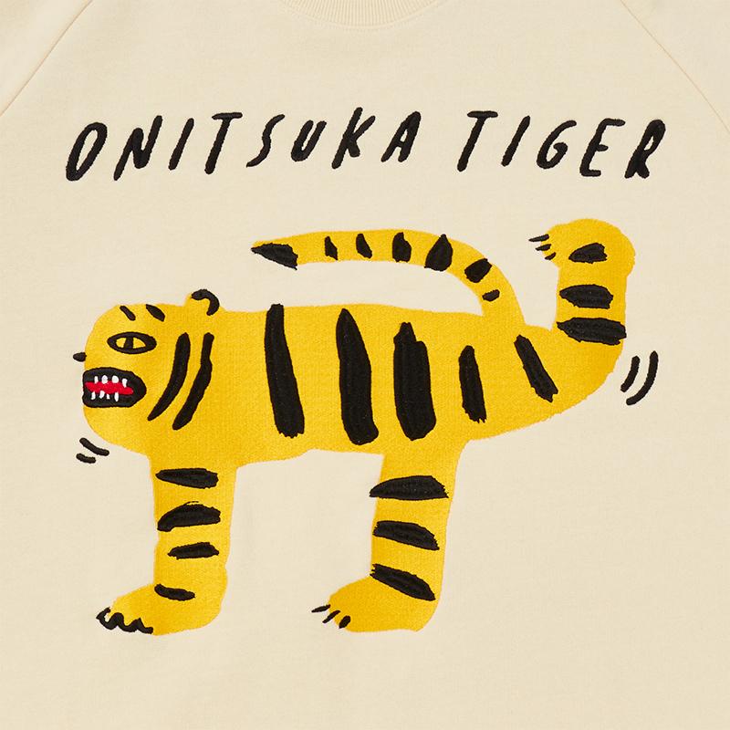 Onitsuka Tiger Animal Pattern Casual Crew Neck Sweatshirt Unisex Sweatshirt Beige 2183A996-750