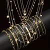Ensemble de bijoux mode minimaliste 17 pièces pour femmes Collier avec pendentif torsadé vintage os de serpent cœur papillon étoile Bracelets Ensembles Cadeau