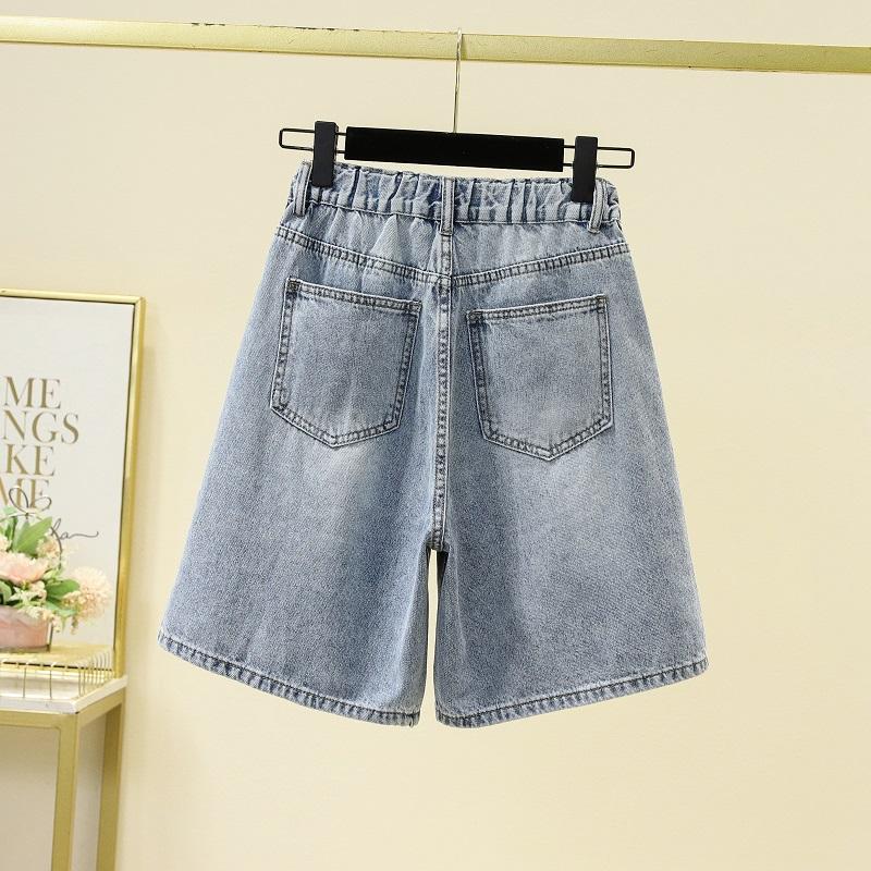 DIMANAF 2025 Neue Sommer Jeans Kurze Hosen Damen Lockerer Denim Haremshosen Große Blaue Hosen