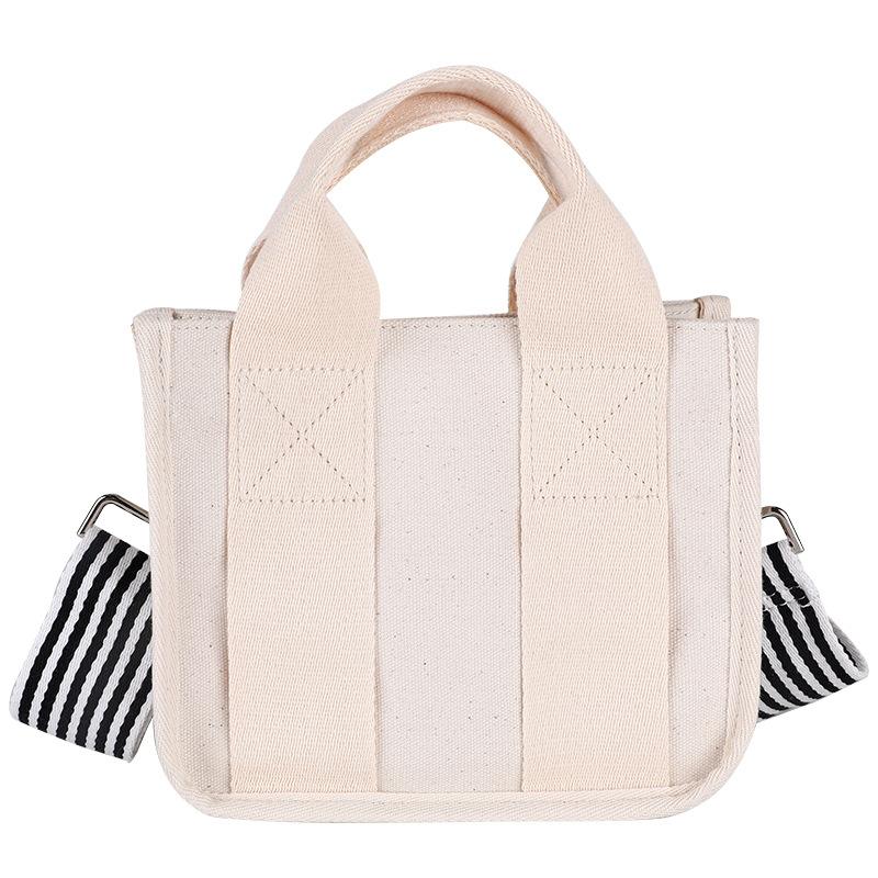 Canvas Bag Women's Fashion Contrasting Color Handbag Size Number Work Commuter Bag Korean Casual Messenger Bag Free Shipping