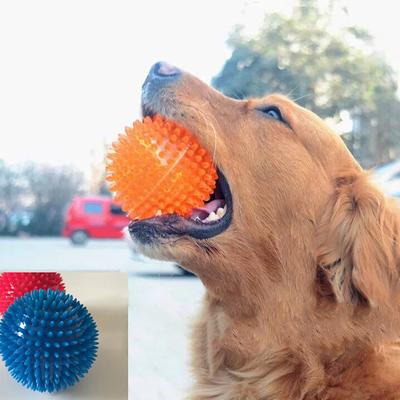 Dog Rubber Toy Bouncy Floating Teeth Cleaning Spiky Squeaky Ball Dog Toys
