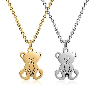 Moda Słodki Miś Wisiorek Naszyjnik Damski Naszyjnik Nowa Moda Stal Nierdzewna Biżuteria Akcesoria Prezent Hurtownie