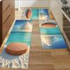 Tropical Beach 3D Visual Kitchen Rug Set - Non-Slip Waterproof & Easy-Clean Floor Mats for Kitchen Bathroom & Entryway Rugs