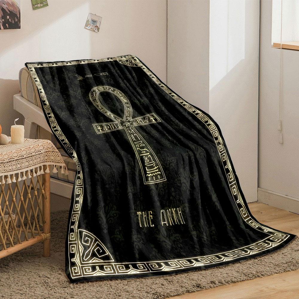 Ankh Egyptian Blanket Bedroom Blanket for Livingroom Couch Lunch Break Soft Throw for Friend's Festival Gift