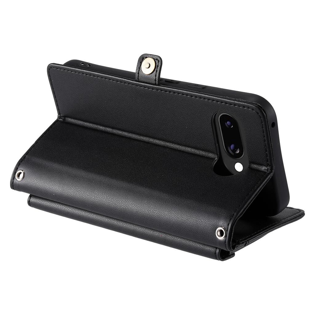 For Google Pixel 9a Leather Case Wallet Stand Phone Cover with Straps