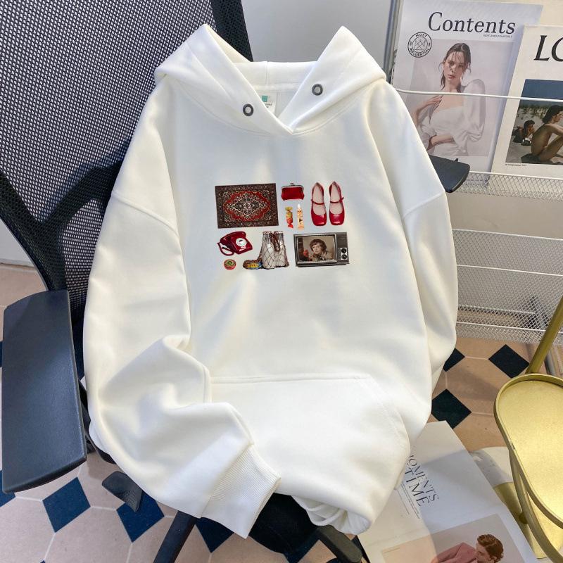 Retro Y2K Women's Casual Printed Hoodie - Autumn/Winter Collection