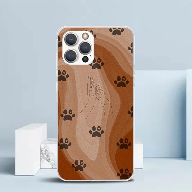 Dog Footprint Paw Cute Phone Case For IPhone 16 17 Air 16E 15 14 Plus 13 Mini 12 11 Pro Max 7 8 + SE 2020 Soft TPU Back Cover 16