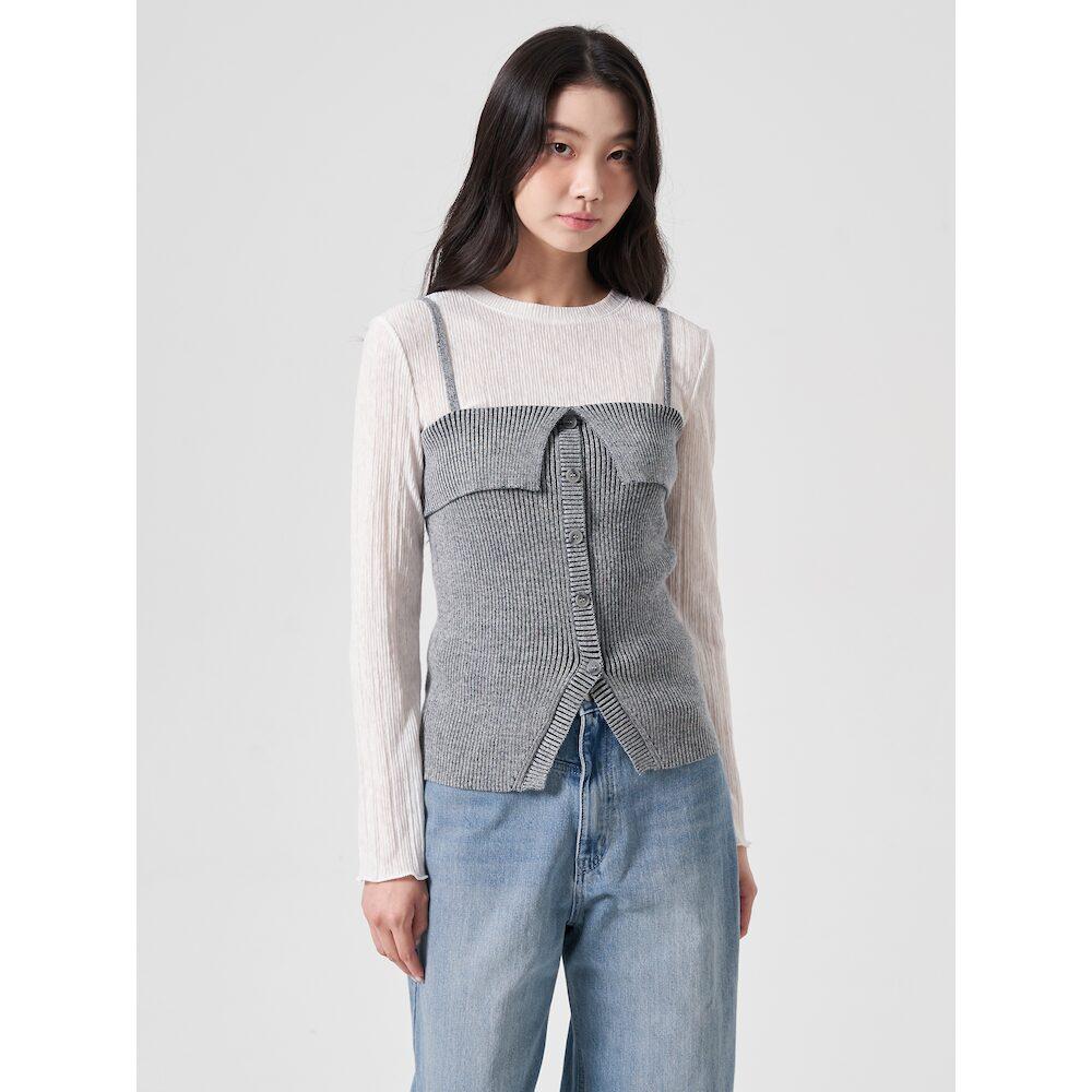 8Seconds Button Knit Bustier Gray (164951Gy33) Gray (Antique Silver)/S