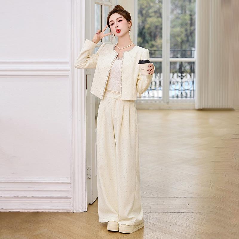 

Spring 2025 Fashionable Cardigan & Wide-Leg Pants Set - Age-Reducing Style S (45-52.5 kg) світло-синій колір