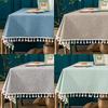 Cotton Linen Tablecloth Waterproof and Oil-proof Washless Tablecloth Dining Room Table Rectangular Tassel Tablecloth