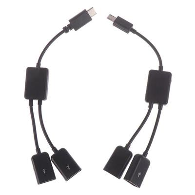 Cabo divisor em Y para hub de porta dupla Micro USB/Tipo C para adaptador de tablet e Android
