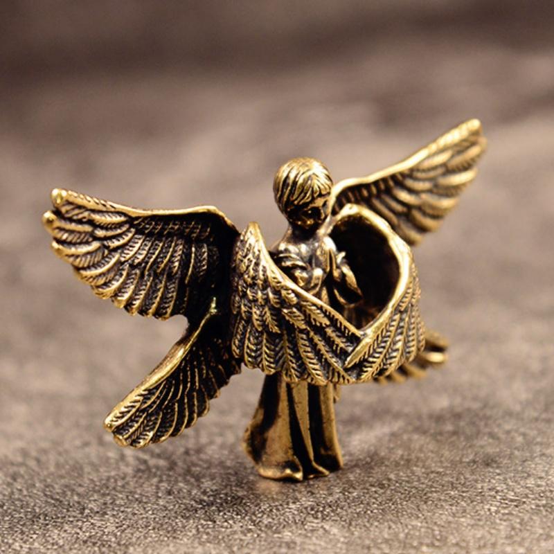 

1 PC Six Winged Guardian Angel Blessing Ornament Desktop Statue Brass Seraphim Figurine Home Decoration Angel Little Statue
