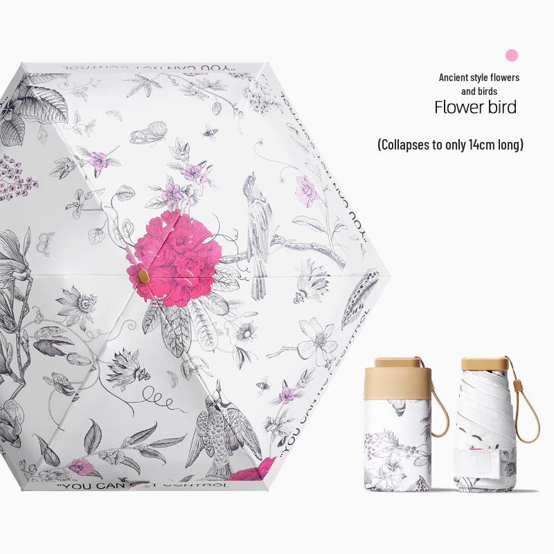 

Мини карманный зонт от солнца и дождя 14 см, шестисложный, компактный и портативный, женский солнцезащитный зонт, настраиваемый с рекламой. Upgraded Color Film - Sun and Rain Dual Use