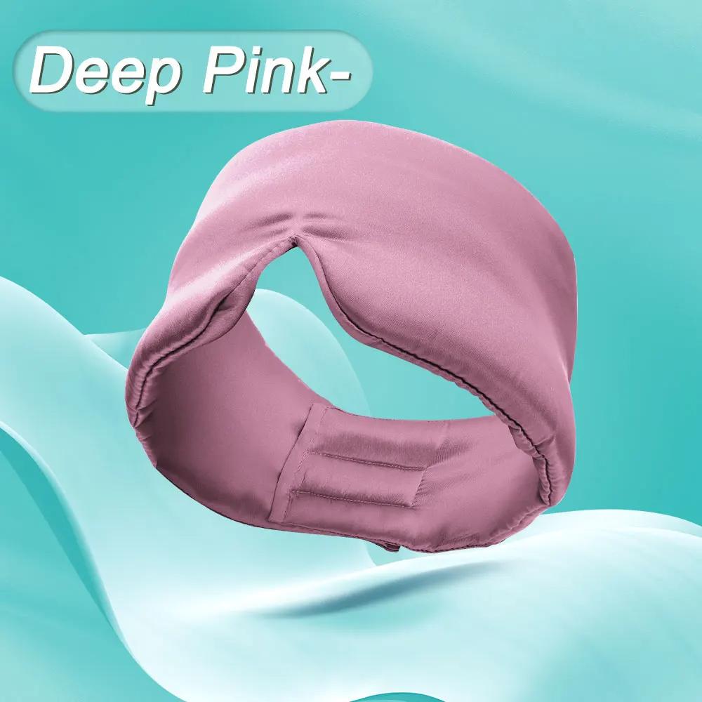 

Natural Mulberry Silk Sleeping Mask Silk Eye Patch Eyeshade Portable Travel Eyepatch Nap Eye Cover Soft Blindfold Smooth глибокий рожевий колір