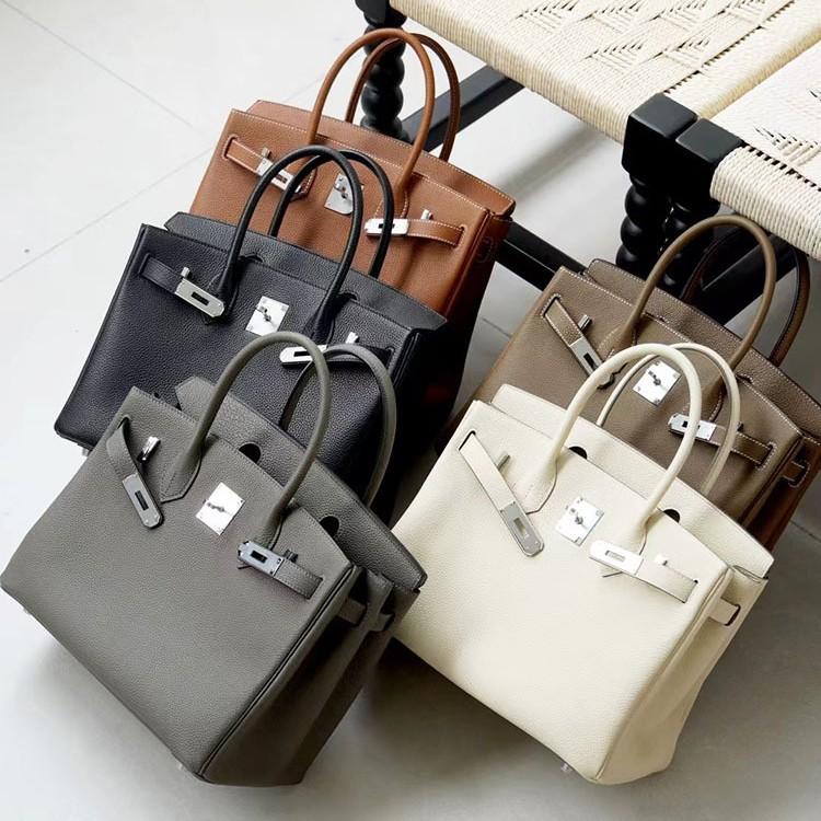 Høykvalitets spesiallaget semi-vokset tråd semi-håndsøm stålbeslag importert togo toppnarvet kuskinn håndveske med en følelse av luksus