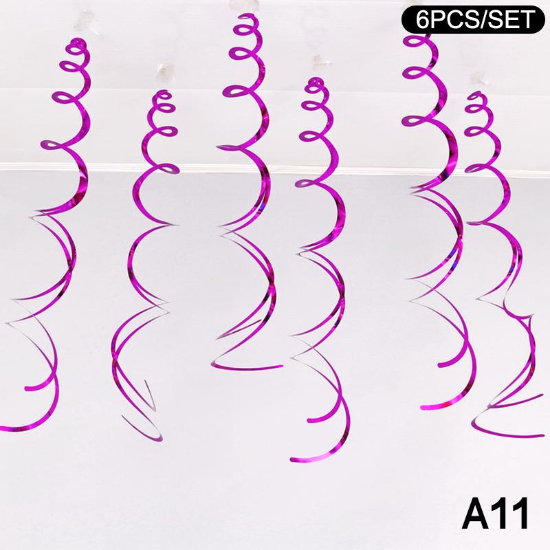 6Pcs Spiral Pendant Dangling Swirls Metallic Ceiling Hanging Streamers Ornament Christmas Wedding Birthday Balloons Decorations