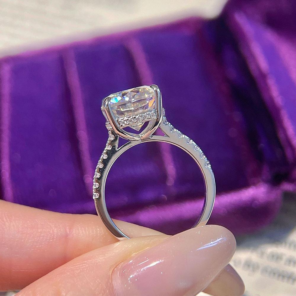5Carat Cushion Cut Moissanite Rings for Women   CopperHidden Halo Diamond Engagement Ring Wedding Bands Jewelry Gift