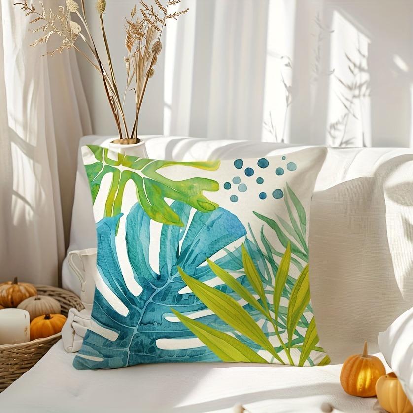 Tropical Plant Leaf Pattern Printed Pillowcase, SWEET HOME Design, Room Decoration Cushion Cover Living Room Sofa Cushion Cover