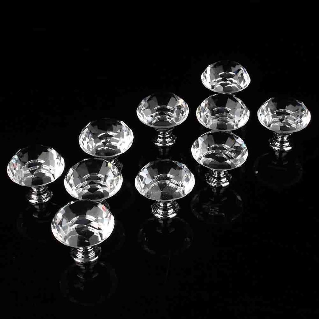 20X 30MM Crystal Cabinet Cupboard Closet Drawer Door Pulls Knobs Handle UZ