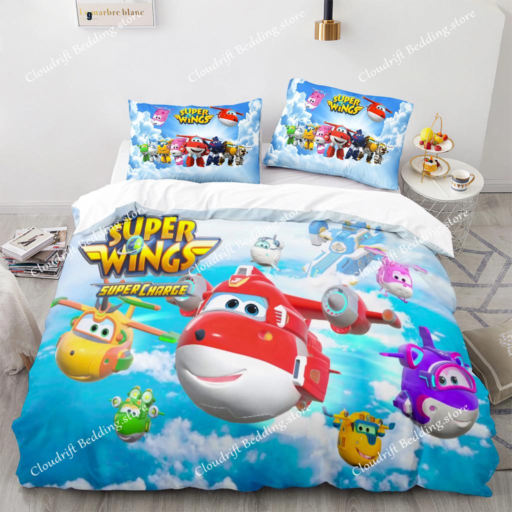 Super Wings Bedding Set Bedspread Single Twin Full Queen King Size Game Super Wings Bed Set Children's Kid Bedroom Duvetcover
