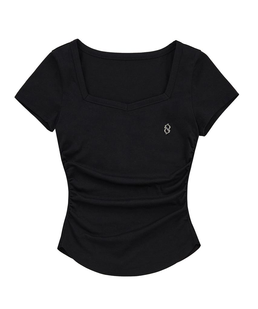 Leijeumiya Margaret Slim Crop T-Shirt [Black]